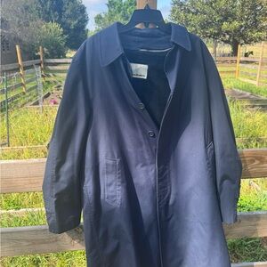 Raintamer Coat Mens 44 Navy Blue Fleece Liner Rain Trench Jacket Vintage EUC